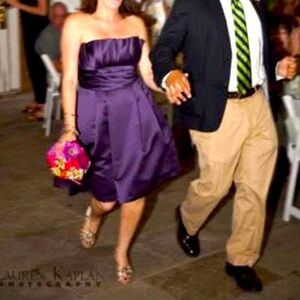 Priscilla of Boston- strapless pleated satin bridesmaids dress